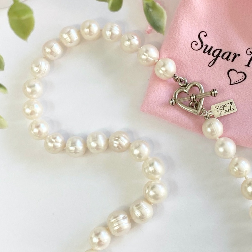 Freshwater Pearl Necklace w/Sterling Heart Toggle - Picture 3 of 5